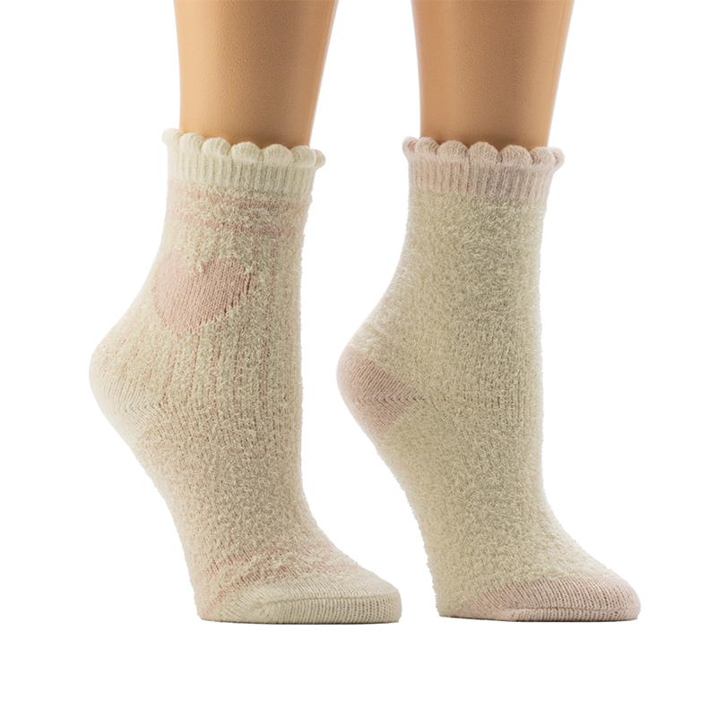 Ladies'Scalop Welt Jacquard Cosy Home Socks