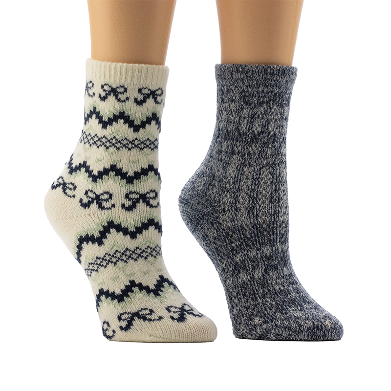 Ladies'Chevron Bow Chain Stitch Texture Home Socks
