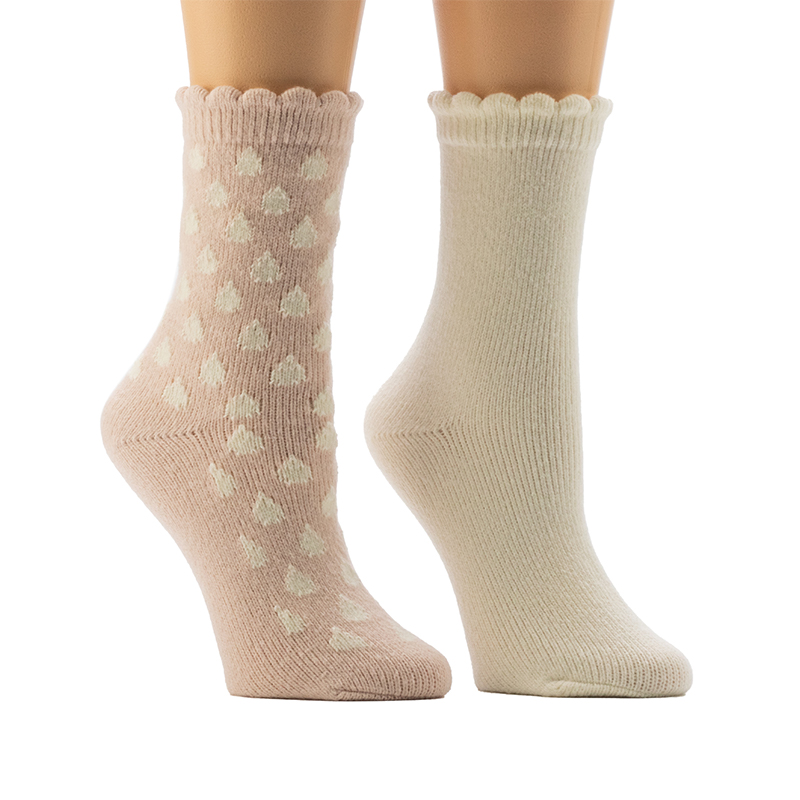 Ladies'Scallop Welt Cosy Home Socks