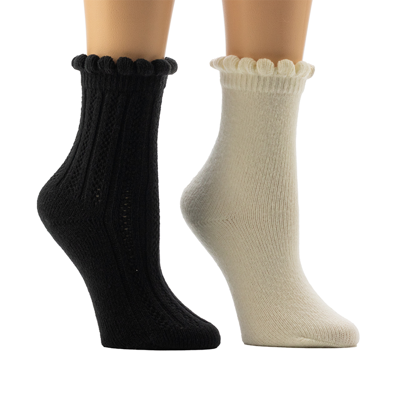 Ladies'Scallop Welt Cosy Home Socks