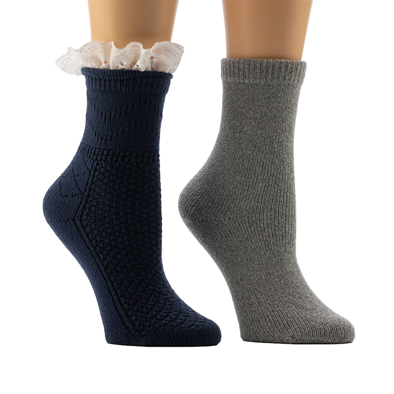 Ladies'Texture/Flat Knit Boot Crochel Lace  Cosy Home Socks