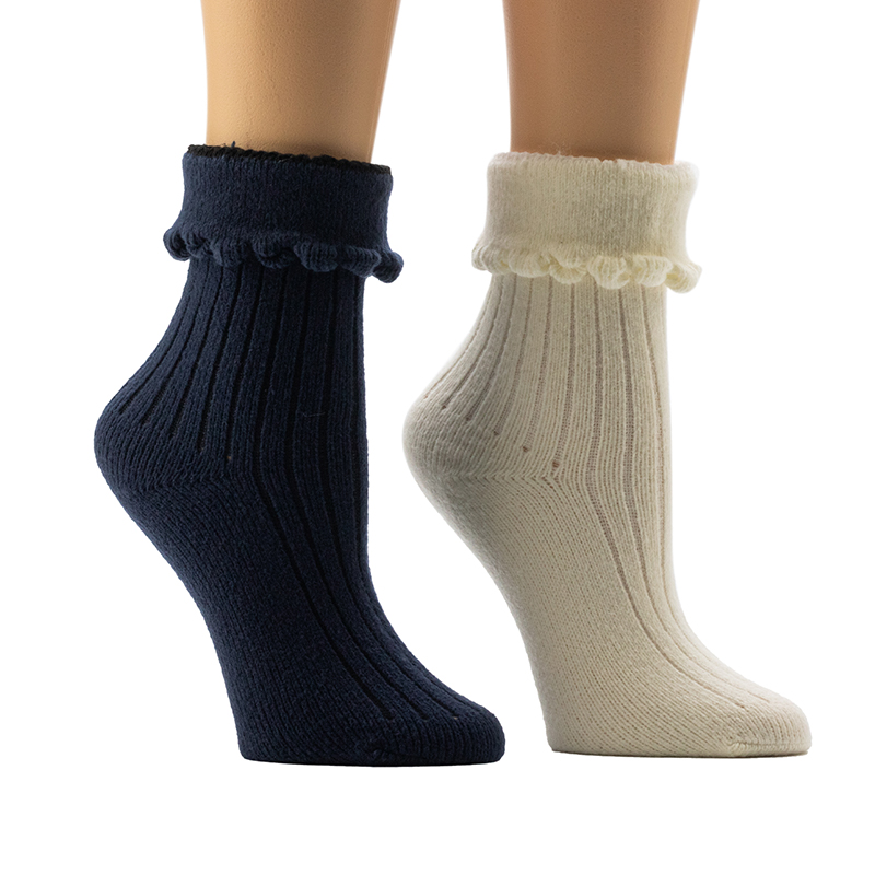 Ladies'Scallop Welt Cosy Home Socks