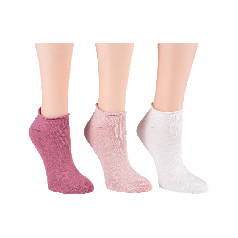Roll Top Dot Half Cushion No Show 3ppk Socks