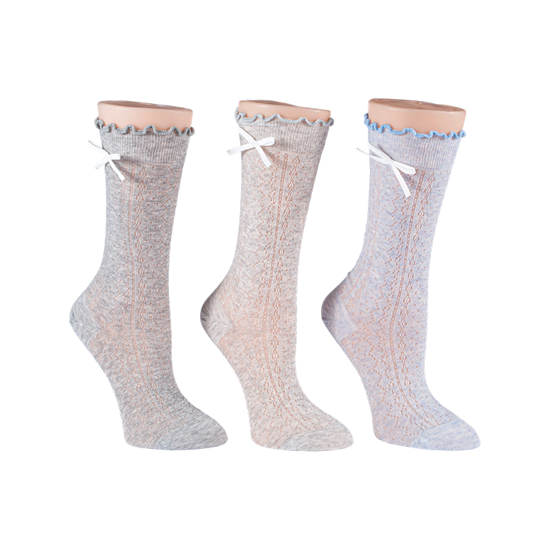 Ladies'  Openwork Bow Crew Socks
